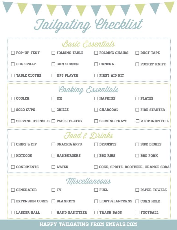 tailgate checklist