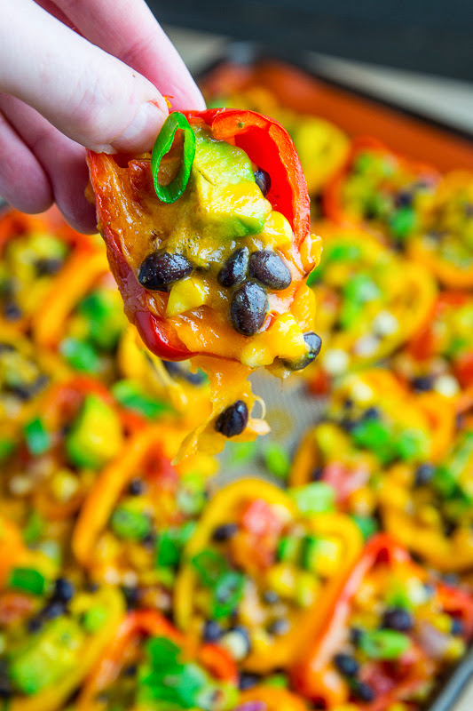 Mini Pepper Nachos with Avocado, Corn and Black Beans 800 1833